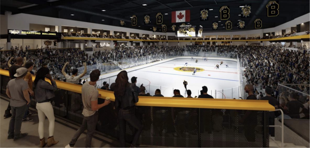 Rendering of the inside of the proposed new arena in brantford