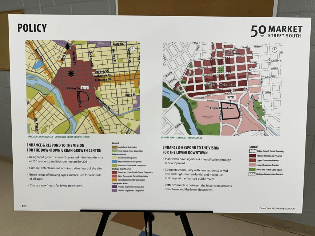 50 Market Street S is in a designated Urban Growth Centre according to the City's Official Plan, and it's proposed new mixed use development should help the city meet the criteria expected to satisfy the density goals of this area.