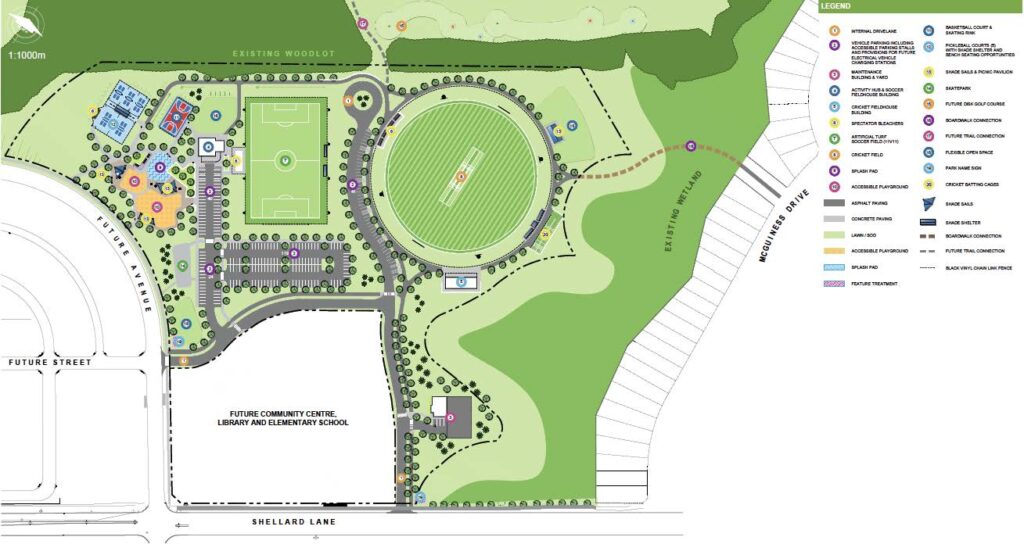 new park in brantford - master plan and legend