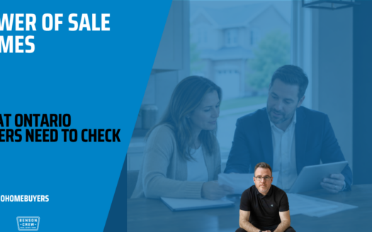 Ontario buyers reviewing documents for a power of sale home with their real estate agent