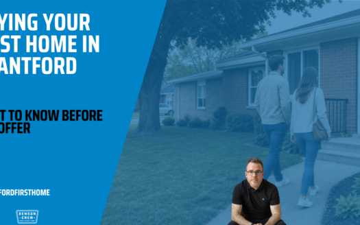 First-time buyers arriving to tour a modest Brantford home with a real estate agent